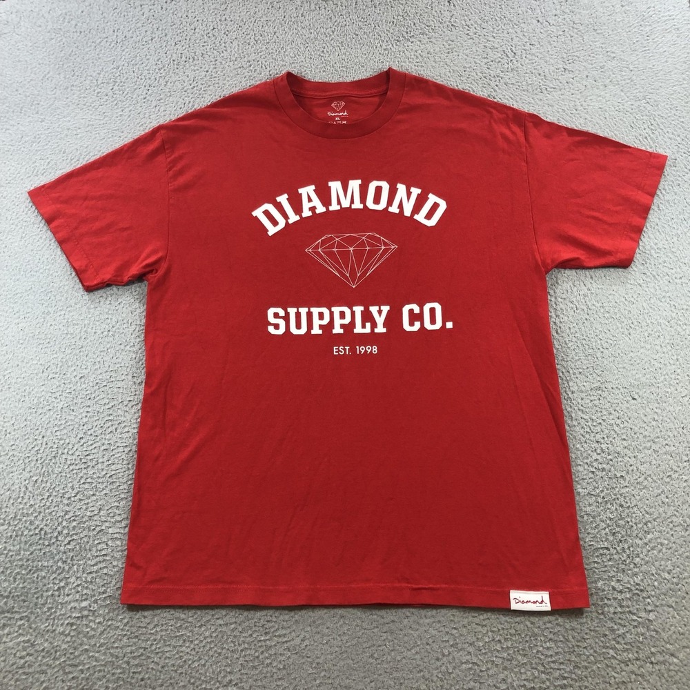 Diamond Supply Co Shirt Mens XL Red Graphic Tee Made USA Skate Streetwear 90s